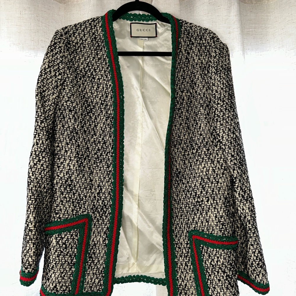 Gucci White Jacket with Green Trim